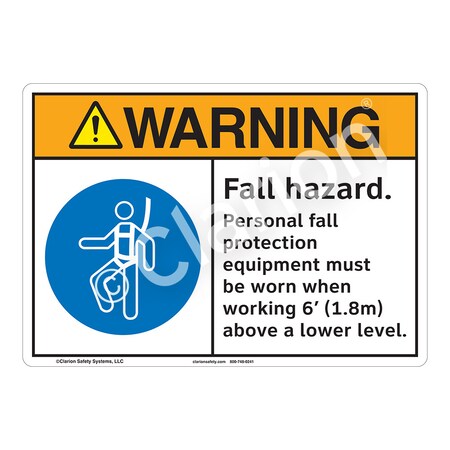 ANSI/ISO Compliant Warning Fall Hazard Safety Signs Outdoor Weather Tuff Aluminum (S4) 10 X 7